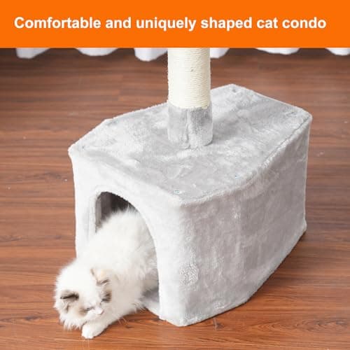Adjustable Floor to Ceiling Cat Tree with Hammock - Light Gray