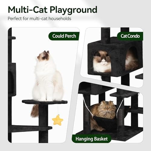 Large Multi-Level 85-inch Tall Cat Tree for Maine Coons with Scratching Post & Hammocks