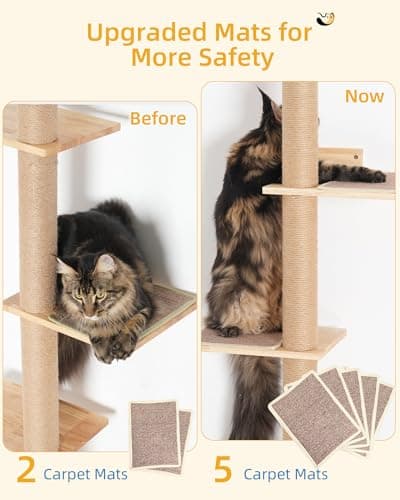 Large Wall Mounted Cat Tree with 5 Mats & Stairs, 80.3inch Tall Scratching Post