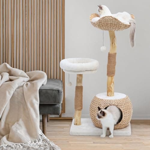 Luxury Cat Tree Tower with Scratching Post & Hanging Ball for Multi-Cat Homes