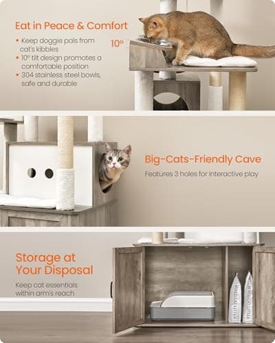 Feandrea Cat Tree with Litter Box Enclosure for Large Cats