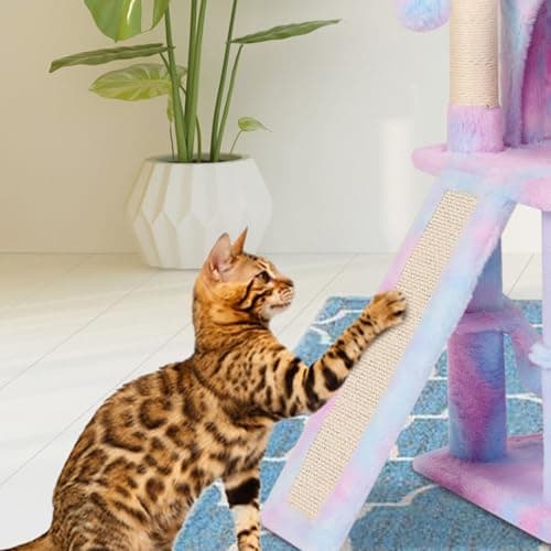 MIAO PAW Rainbow Cute Indoor Cat Tree with Scratching Post & Hammock