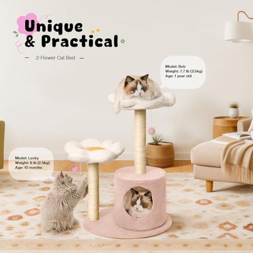 Pink Flower Cat Tree for Indoor Cats