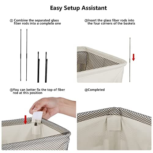 Odonata Slim Collapsible Laundry Hamper Beige 45L