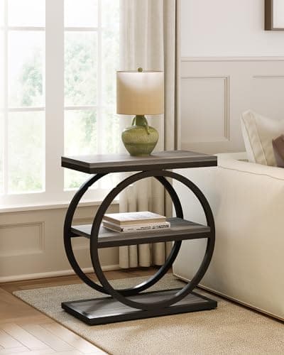 Little Tree 3-Tier Gray & Black End Table for Living Room and Bedroom