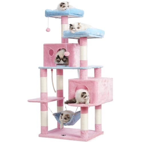 Multi-Level Cat Tree Condo for Kittens, Cats, and Pets — Blue and Pink