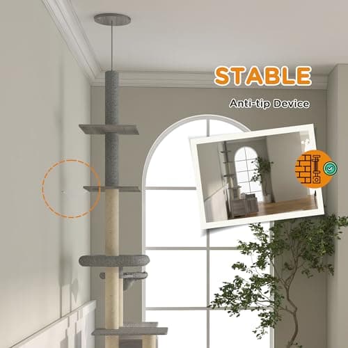 PawHut 2-in-1 Cat Tree & Litter Box Enclosure, Gray