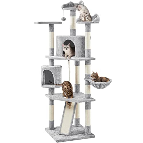 Yaheetech Dark Gray and White Multi-Level Cat Tree for Kittens and Cats - Sisal Scratching Posts and Plush Perches — Light Gray