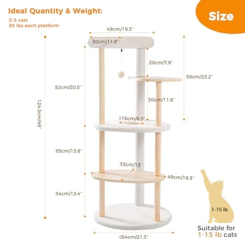 PetepeLA 5-Level Cat Tree for Indoor Cats Beige