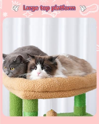 Large Cat Tree Tower GCT030-MGY: 8 Scratching Posts, 2 Platform Condos, Green & Brown