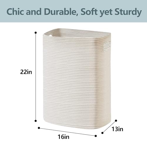 Tall Woven Laundries Basket - White, 16"x13"x22", 75L