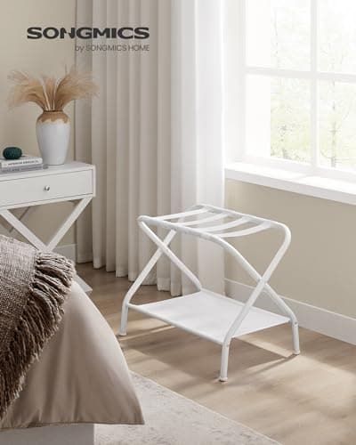 Luggage Racks for Guest Rooms and Hotels, Set of 2, Foldable, Cloud White