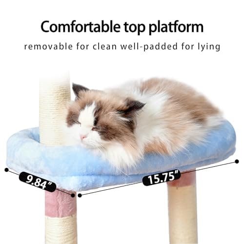 65.4 Heybly Cat Tree for Indoor Cats, Blue/Pink, HCT015BP