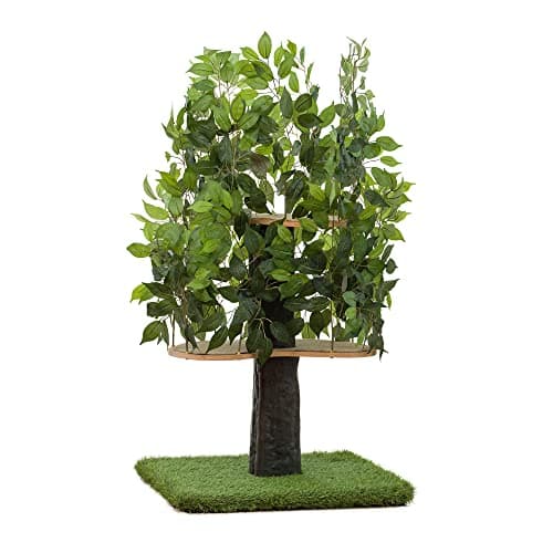 USA-Made On2 Pets Cat Tree with Leaves & House for Indoor Cats — Green