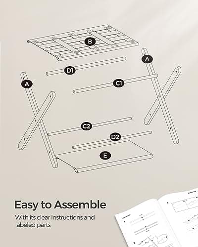 Songmics Black Suitcase Stand with Fabric Shelf, Set of 2 URLR004B02