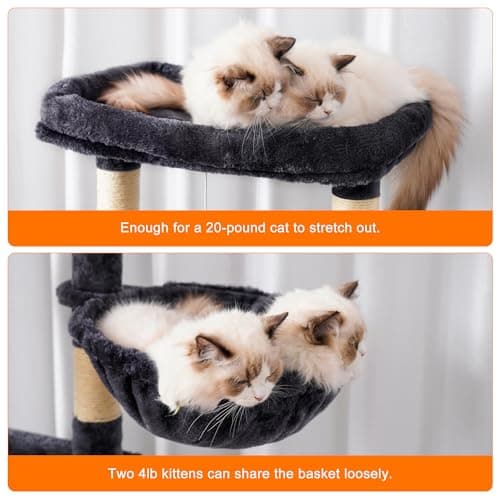 Heybly 68 Inch Multi-Level Cat Tree with Plush Perches and Caves HCT025G