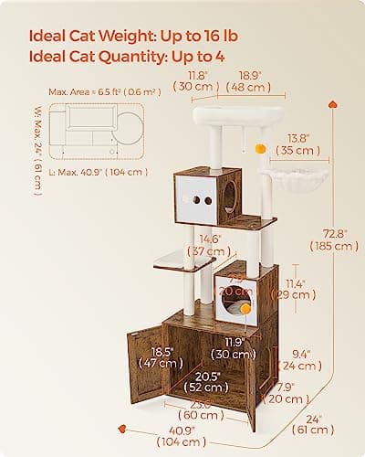 Feandrea 2-in-1 Cat Tree with Litter Box Enclosure for Modern Cat Owners