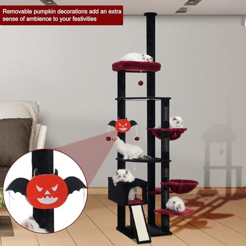 Adjustable Gothic Halloween Cat Tree for Indoor Cats