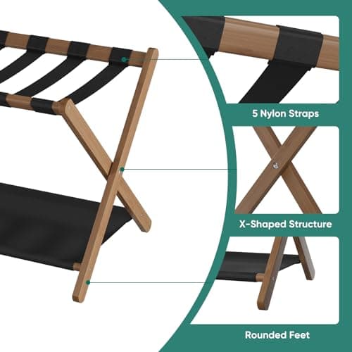 Pack of 2 Foldable Luggage Racks for Guest Room or Hotel Bedroom