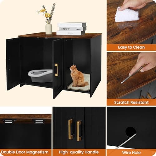 Dwanton Black & Rustic Brown Cat Litter Box Enclosure
