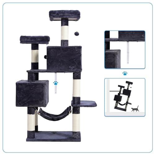 Hey-Brother Smoky Gray Multi-Level Cat Tree with Sisal Scratching Posts MPJ020G