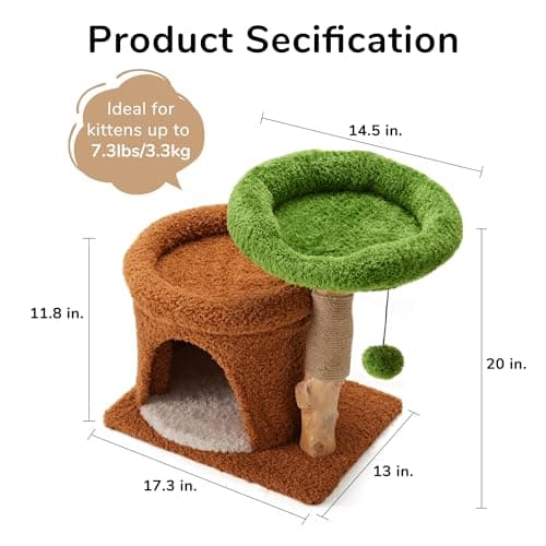 Fukumaru Small Cat Tree with Scratch Post & Wand Toy