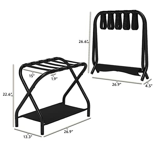 Bartnelli 2-Pack Premium Luggage Rack with Folding Shelf