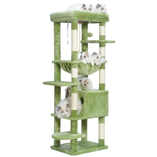 Heybly Large Cat Tree for Indoor Cats 20 lbs Heavy Duty, 69 Inches XXL, Multi-Level Furniture Condo with Big Padded Plush Perch and Cozy Basket - HCT031W  
Heybly Cat Tree HCT031W for Large Cats - 20 lbs Heavy Duty, 69 Inches XXL, Multi-Level Furnitu