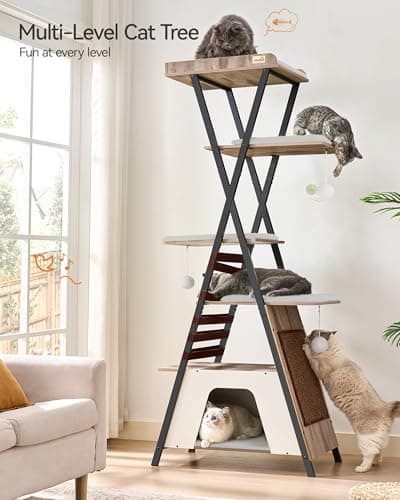 FourFurPets Camel Brown 72.4" Multi-Level Cat Tree with Scratching Board