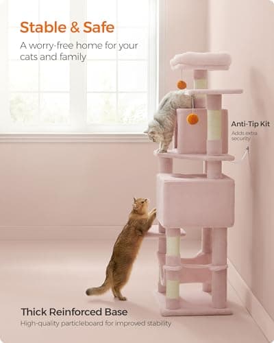 61-Inch Cat Tower with Multi-Levels and Accessories for Indoor Cats