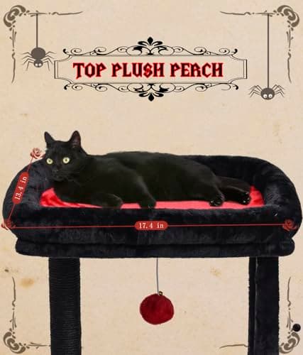 SYANDLVY Small Gothic Cat Tree with Scratching Board for Indoor Cats