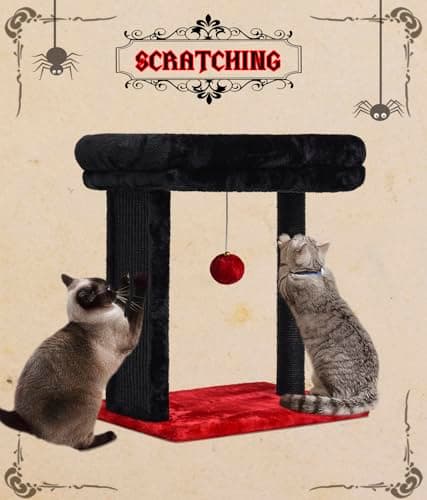 SYANDLVY Small Gothic Cat Tree with Scratching Board for Indoor Cats