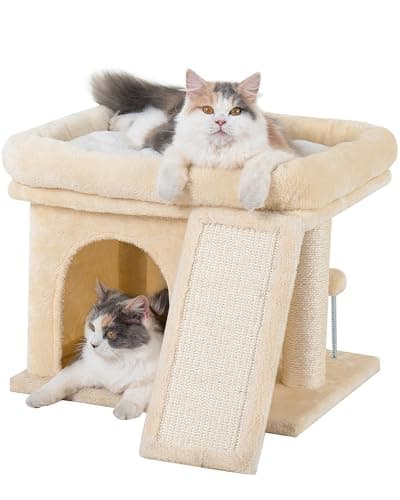 Gothic Cat Condo Cave, Spacious Indoor Bed for Large Cats, Red Black — Beige
