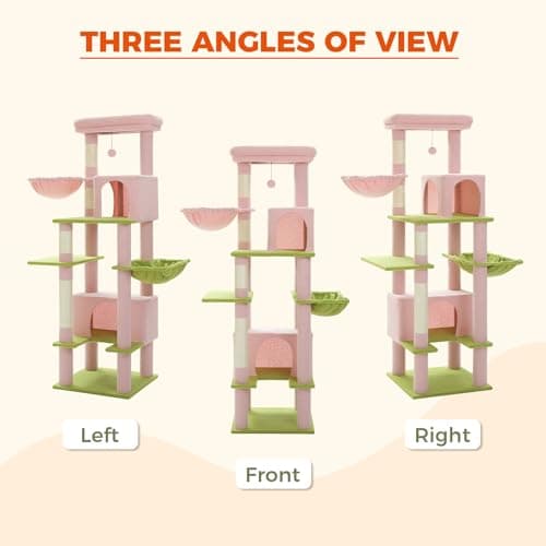 PEQULTI Super Large Pink Cat Tree for Indoor Cats