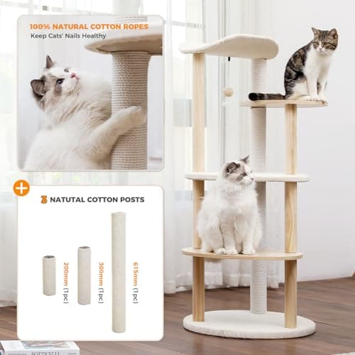 PetepeLA 5-Level Cat Tree for Indoor Cats Beige