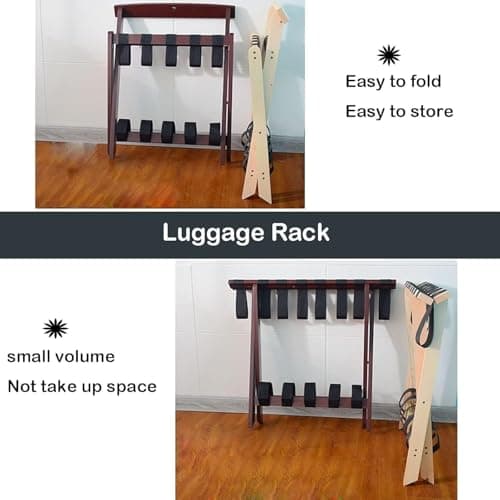 Solid Wood Luggage Stand 2 Pack - Suitcase Rack for Hotel & Bedroom