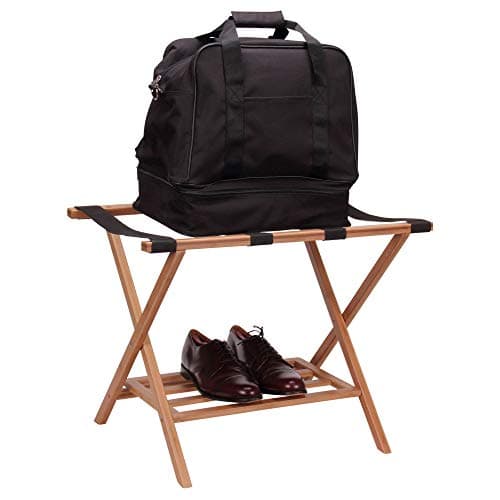 Bamboo Framed Luggage Rack with Storage | Fully Assembled