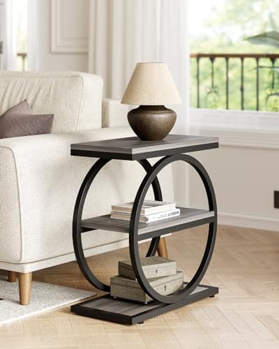 Little Tree 3-Tier Gray & Black End Table for Living Room and Bedroom