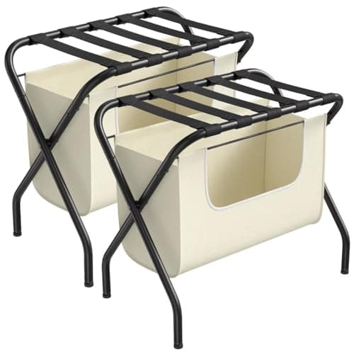 Elyken 2 Pack Luggage Rack, Dirty Clothes Storage, Max 110lbs, Black