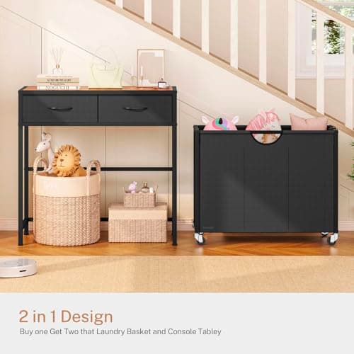 3-Section Rolling Laundry Hamper with Drawers for Organized Laundry Room