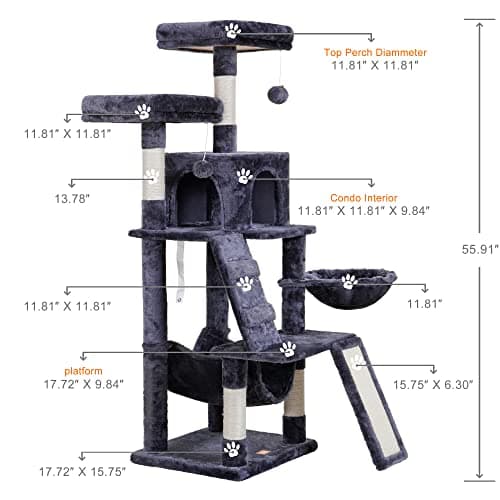 Cat Tree with Toy, Condo, Perch, Hammock, and Scratching Posts