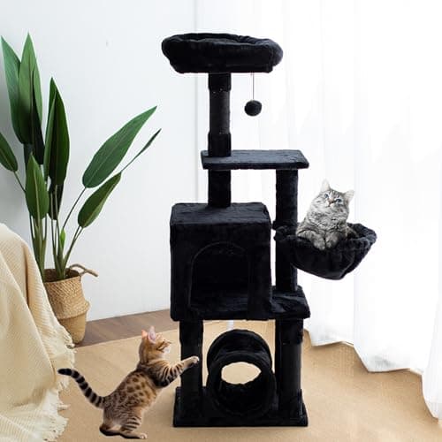 Gothic 49-Inch Cat Tree with 3 Scratching Posts & Tunnel for Indoor Cats