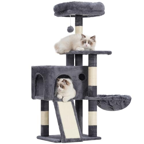 Smoky Gray Multi-Level Cat Tower with Scratching Board GCT005SG