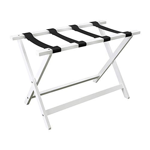 Solid Wood Heavy Duty 30" Extra-Wide Casual Home Luggage Rack — White