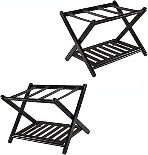 Bamboo Suitcase Stand, 2 Pack, Fully Assembled, Shoe Shelf