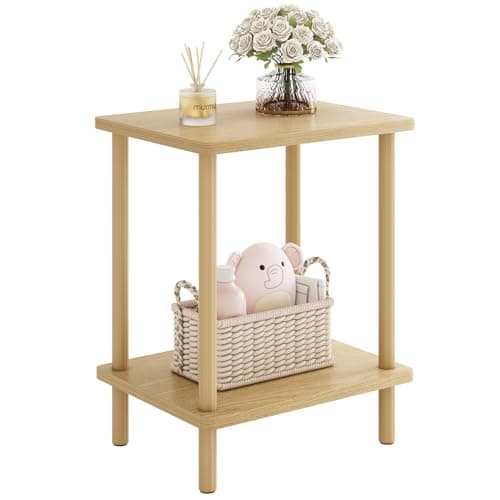 Fixwal Natural Wood End Table, No-Tool Assembly Living Room Nightstand
