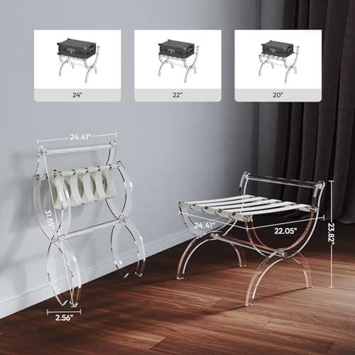 Byingo Foldable Luggage Rack with High Back Support, Holds 50-100 lb, Portable & Easy to Use