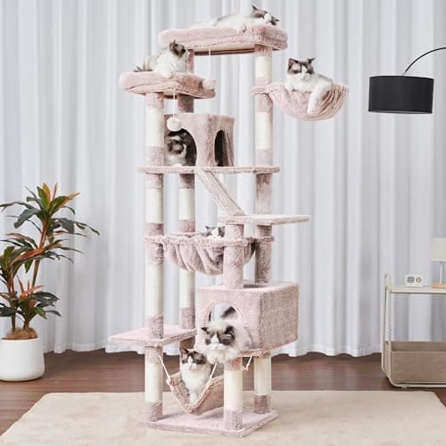 71-Inch Tall Cat Tree with Multiple Features for Indoor Cats - Medium HCT034MU