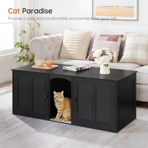 HOOBRO Black BK21MW01 Cat Litter Box Enclosure for 2 Cats