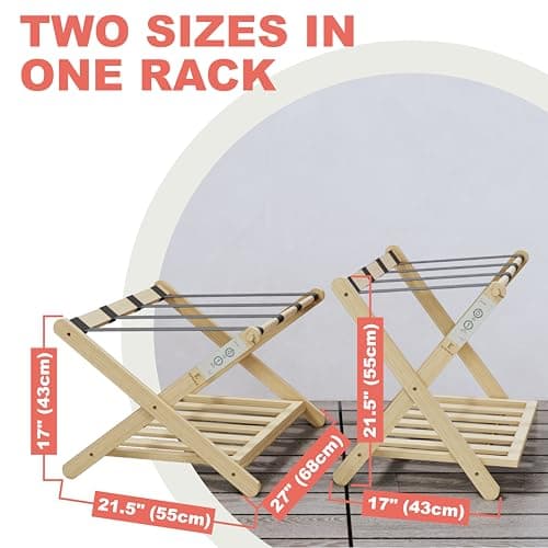 Premium Adjustable Height Luggage Rack – Durable Bamboo Stand, Holds 100 lbs, No Assembly Required